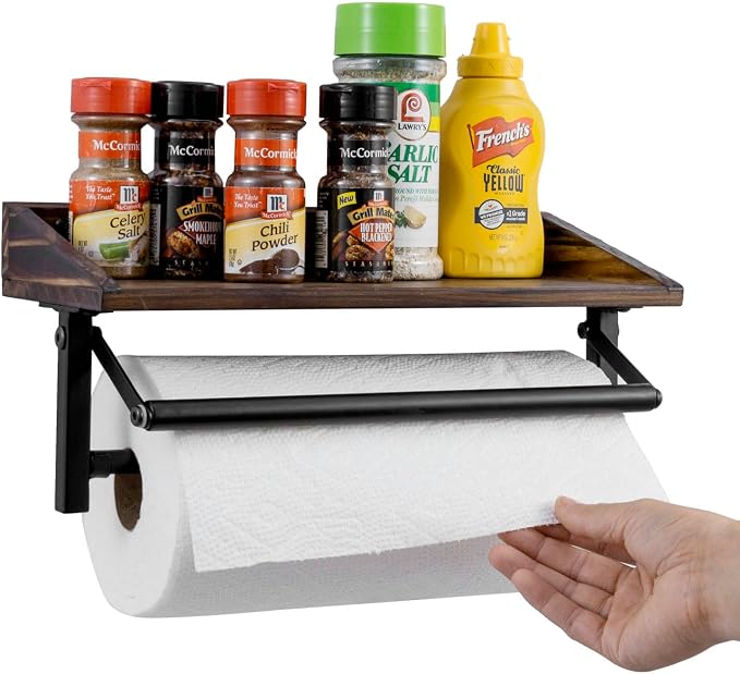 MyGift Paper Towel Holder for Kitchen, Shabby Whitewashed Wood Farmhouse Wall - Image 7