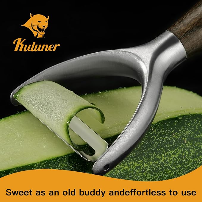 Premium Y Type 304 Stainless Steel Multifunctional Kitchen Peeler Real Wood - Image 3