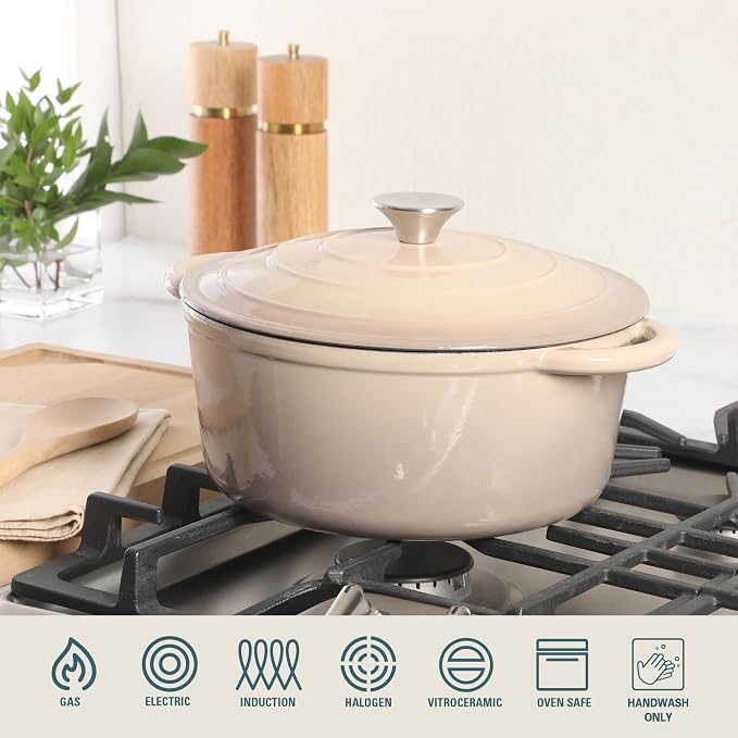 Gibson Home Addlestone 5 Qt Enameled Cast Iron Dutch Oven Pot - Image 4