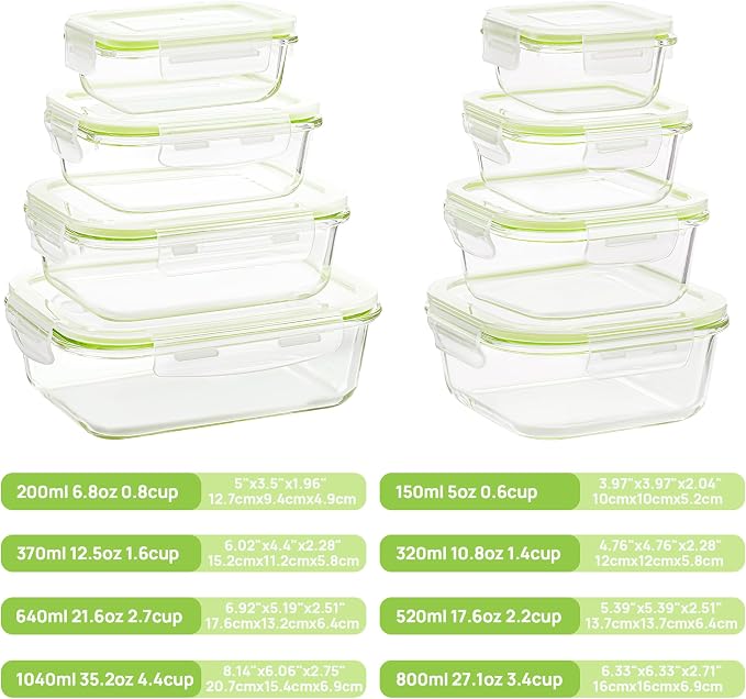 Vtopmart 8 Pack Glass Food Storage Containers - Image 2