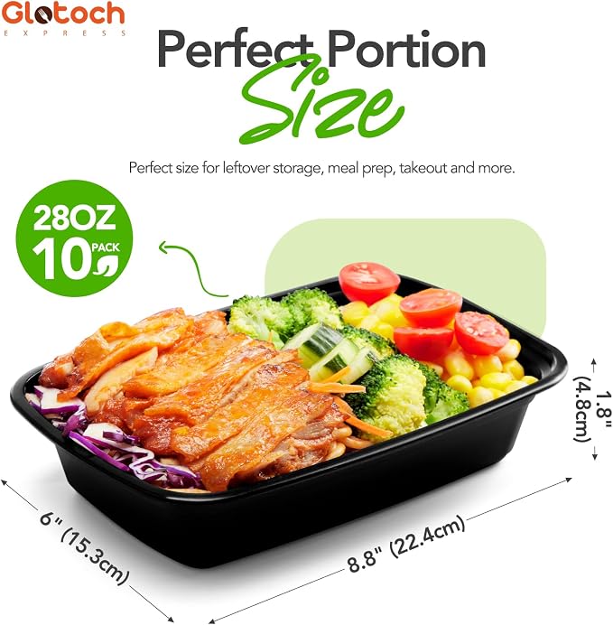 Glotoch 28oz Meal Prep Containers, 10 Pack Reusable Food Storage Containers - Image 5