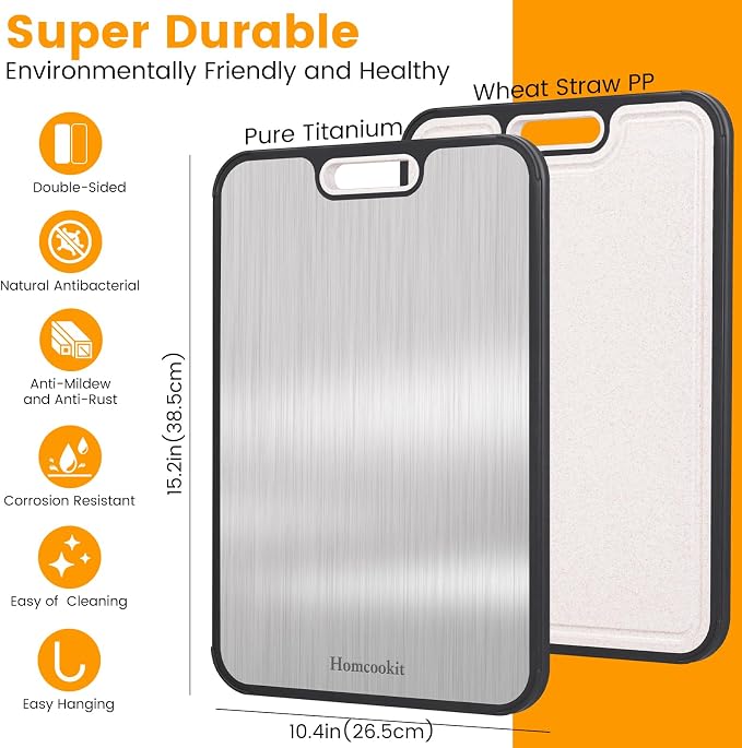 Titanium Cutting Board for Kitchen, Double Sided Cutting Board, Pure Titanium - Image 2