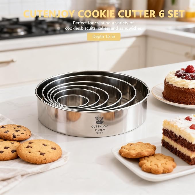 6 PCS Round Cookie Cutters, Stainless Steel Biscuit Cutters - Image 9