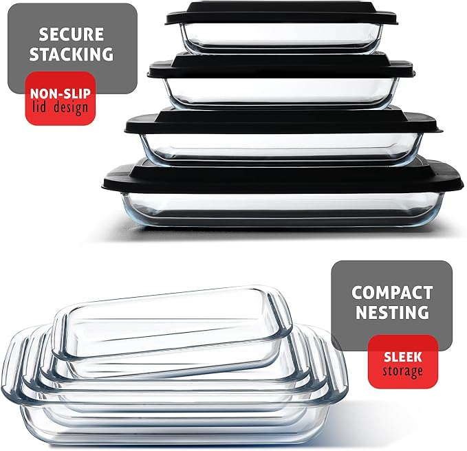 EATEX 8-Piece Deep Glass Casserole Dishes - Image 5