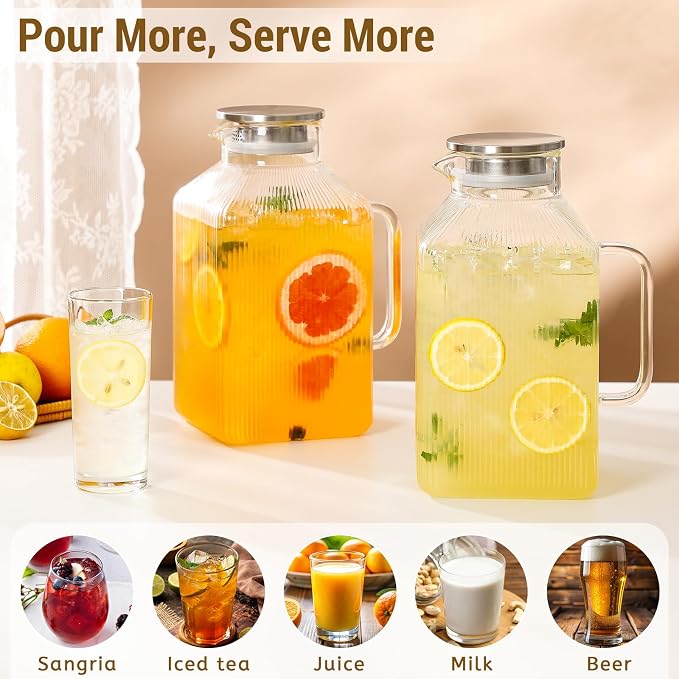 2 Pack 1 Gallon thickened Square Glass Pitcher - Image 2