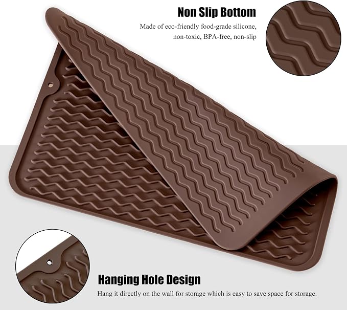 Silicone Dish Drying Mat, Non-Slip Easy Clean Sink Mat Large Heat-resistant - Image 4