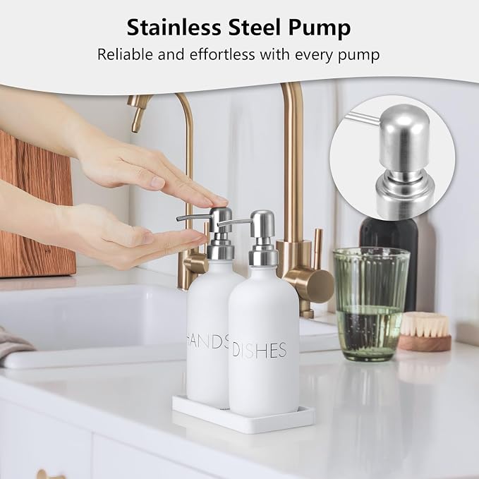 White Dish and Hand Soap Dispenser Set - Image 6