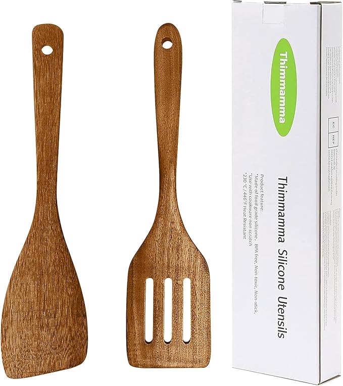 Wooden Spatula Nonstick Turner Acacia Wood, Ideal Cookware Utensils by Thimmamma