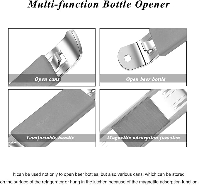 3 Pieces Magnetic Bottle Openers Can Opener Classic Beer Opener Stainless Steel - Image 2