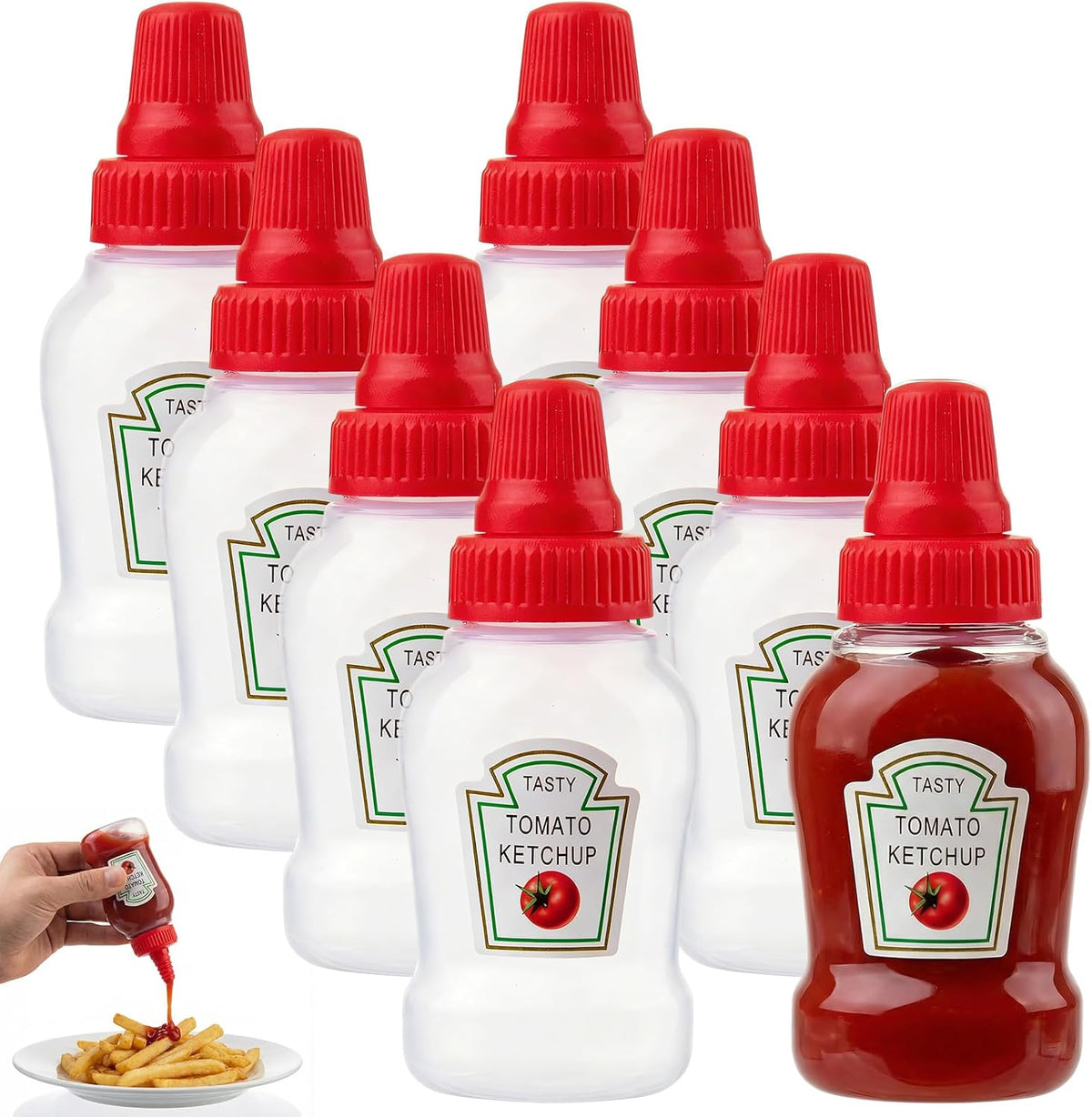 8 PCS Mini Ketchup Bottle for Lunch Box, 25 ml