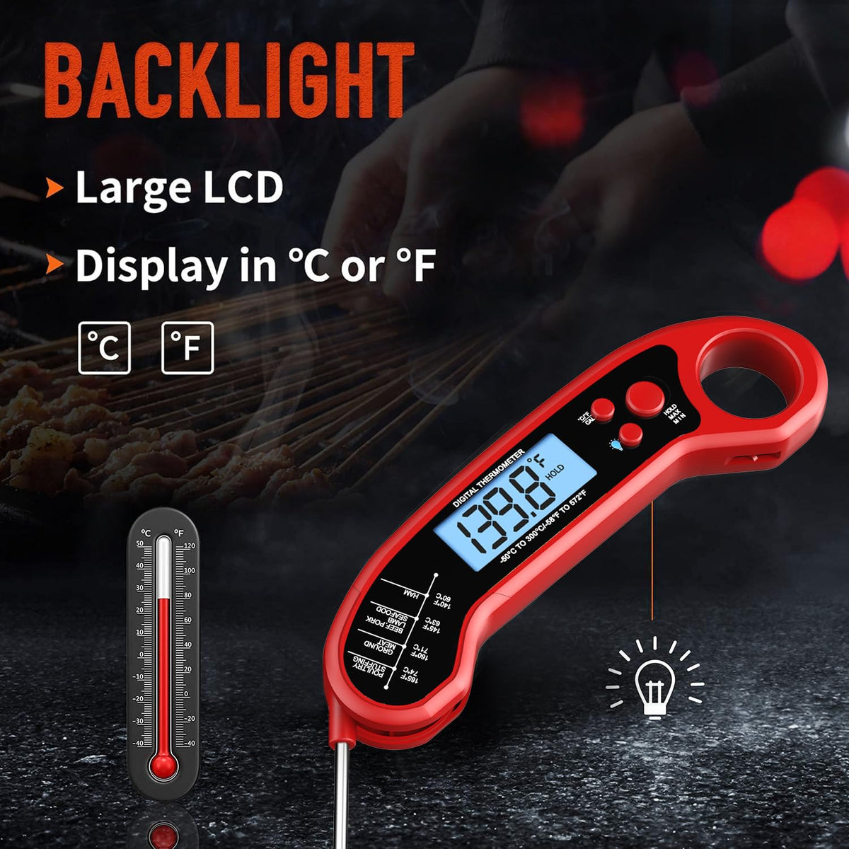 Meat Thermometer Digital, Instant Read Meat Thermometer for Grill and