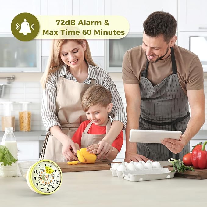 Kitchen Timer, Kitchen Countdown Cooking Reminder No Battery Required Magnetic - Image 4