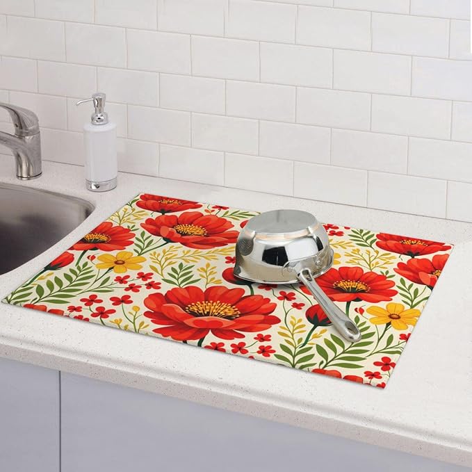 Watercolor Flower Dish Drying Mat - Image 7