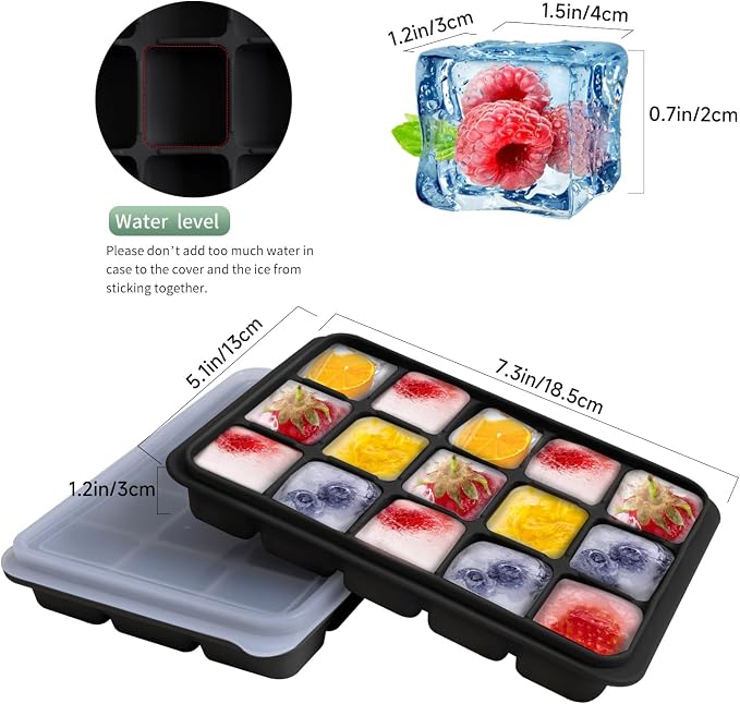 Tvmania Ice Cube Trays Set of 2, Easy Release 15 Flexible Silicone Ice Cube - Image 3