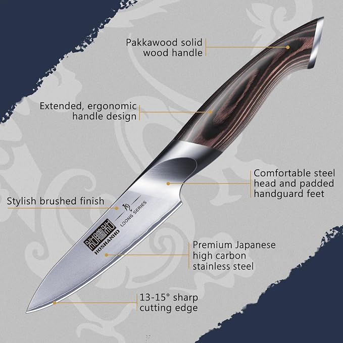 HOSHANHO 3.75 inch Paring Knife, Japanese High Carbon Stainless Steel Small - Image 2