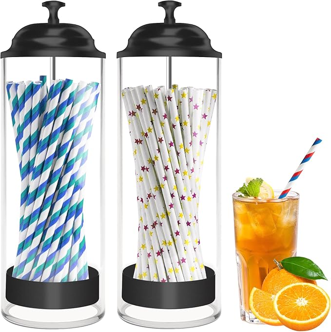 Straw Holder for Standard Size Drinking Straws, Acrylic Plastic Straw Dispenser by Mevtok