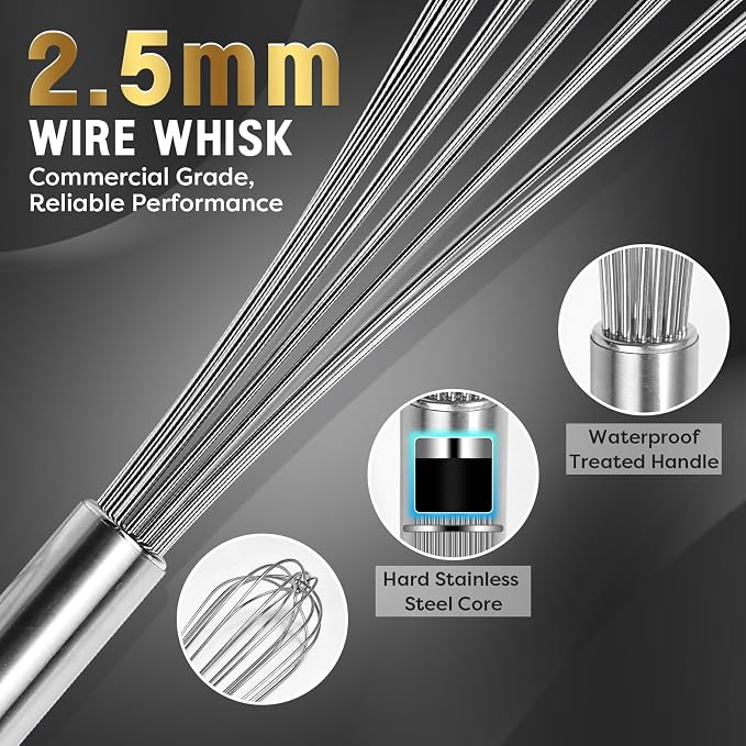 Webake Commercial Whisk Heavy Duty 17in Large Whisk, 304 Stainless Steel Whisks - Image 4