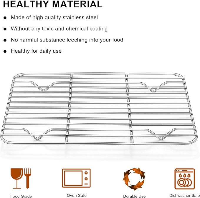 E-far Small Baking Rack Set of 2, Stainless Steel Metal Roasting Cooking Racks - Image 4