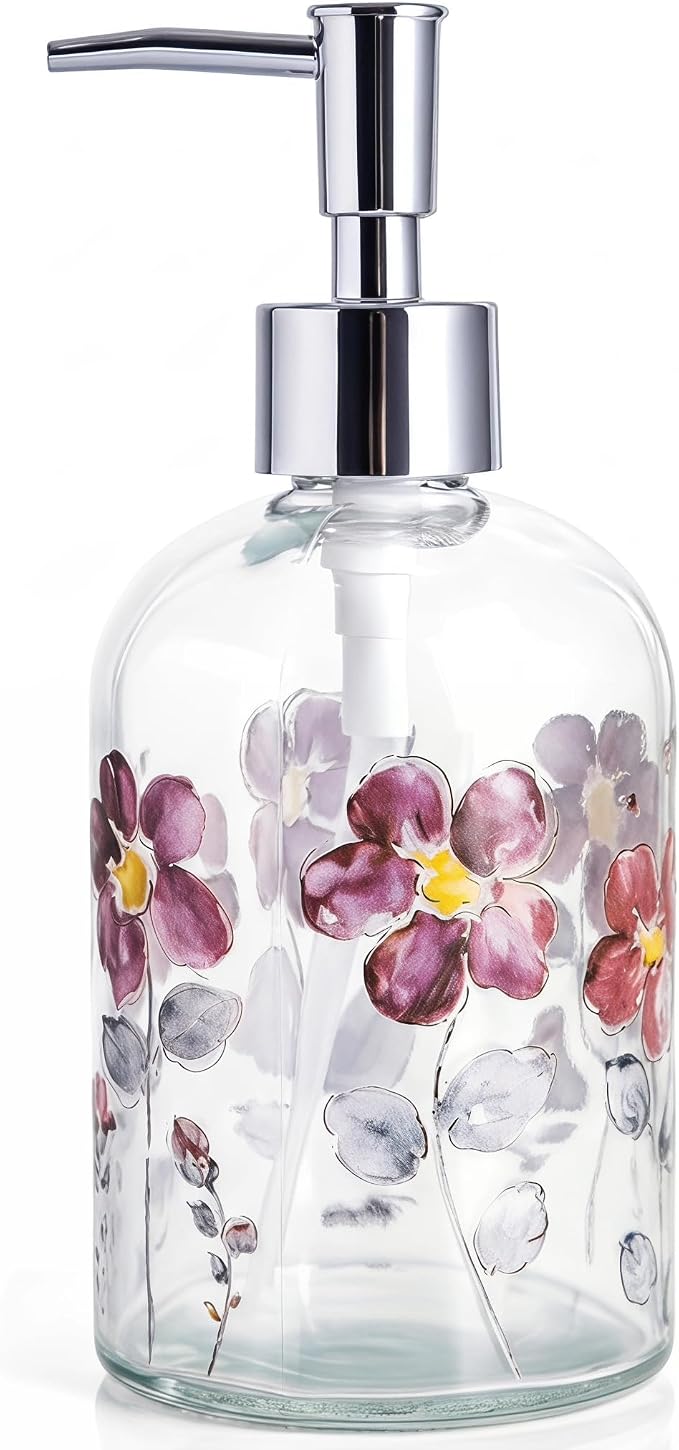 17oz Glass Soap Dispenser with Plastic Pump by Topadorn