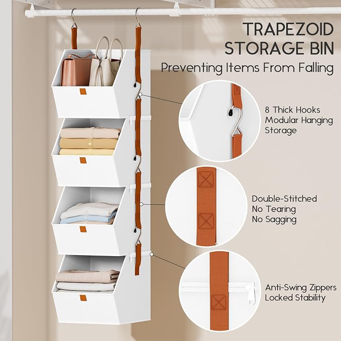 Homsorout Hanging Closet Organizer 4 Tier - Image 4