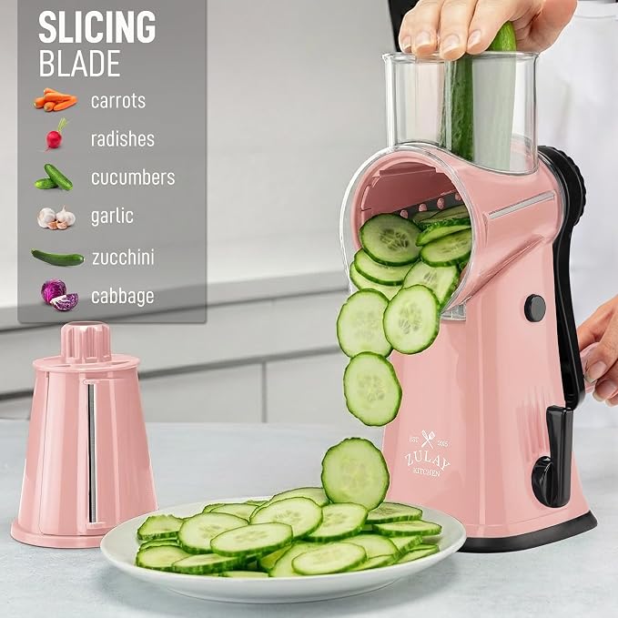 Zulay Kitchen Rotary Cheese Grater 5 Blade Cheese Shredder - Image 5