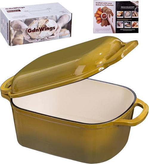 4.6 Quart Dutch Oven for Bread Baking, Combo Oval Enameled Cast Iron Bread Pan by GdWings