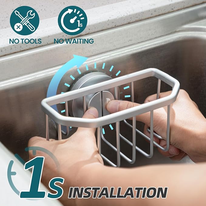TAILI Sink Caddy with Strong Suction Cup, Sponge Holder - Image 2