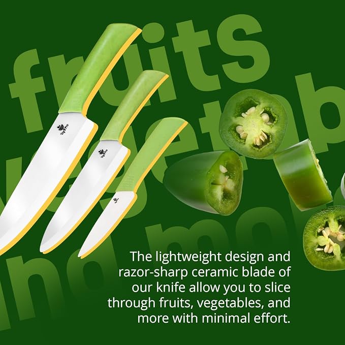 Ceramic Knife Set with Ergonomic Handle, Non-Reactive and Professional Chopping - Image 3