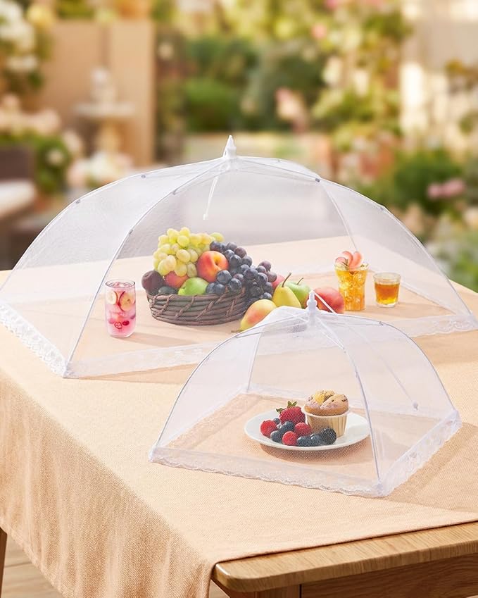 Anpro Food Covers for Outdoors- 2 Extra Large + 6 Large Pop-Up Mesh Food Tents - Image 2