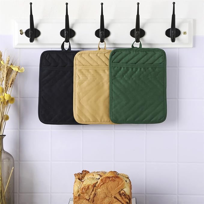 Anyi Pot Holders and Oven Mitts 7" X 9" Heat Resistant Cotton Pocket Pot Holder - Image 3