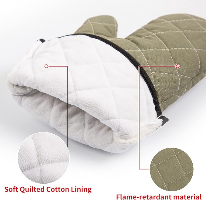 ARCLIBER Oven Mitts Heat Fire Resistant Oven Mitts 425 ° F, Quilted Terry Cloth - Image 2