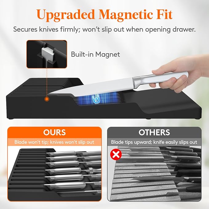 Lifewit Magnetic Drawer Knife Organizers Insert, Kitchen Plastic In Drawer - Image 5