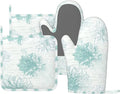 Oven Mitts and Pot Holders Dahlia Flower Pastel Vintage Silicone Kitchen by DADABULIU