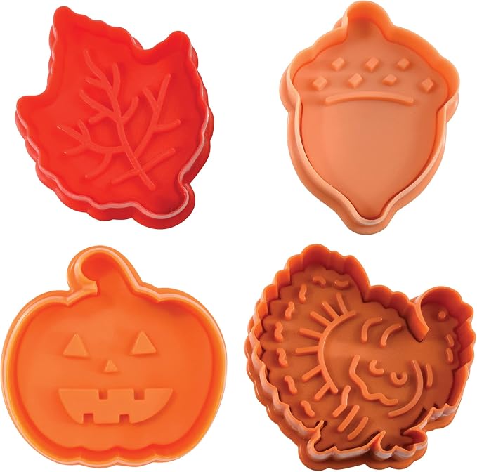 R&M Autumn Theme Pastry & Cookie Stamper set of 4. Assorted Designs & Colors - Image 5