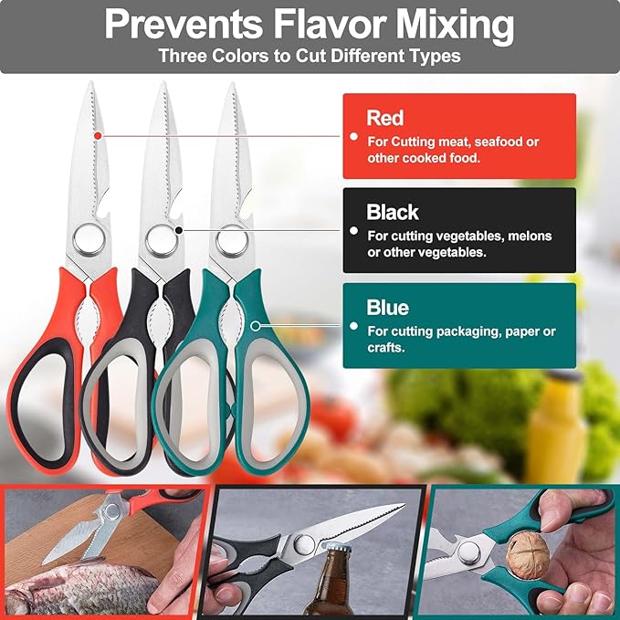 3-Pack Kitchen Scissor All Purpose Kitchen Shears Heavy Duty Scissors Stainless - Image 2