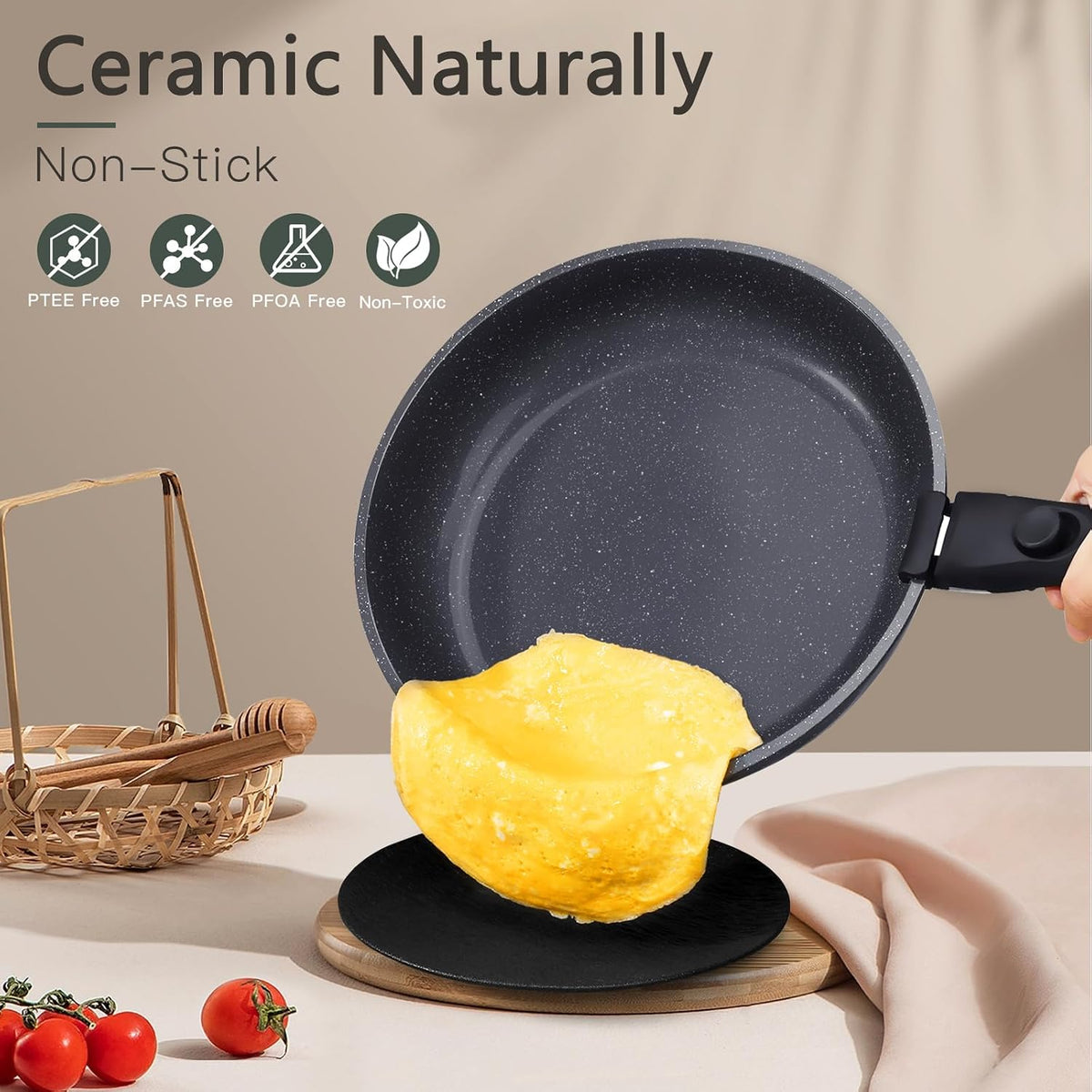 GiPP Ceramic Pots and Pans Nonstick Cookware Sets with Detachable