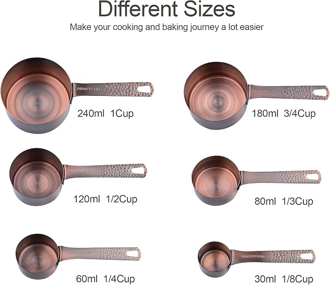 Measuring Cups and Spoons Set 14, Copper Measuring Cups and Spoons Set - Image 4