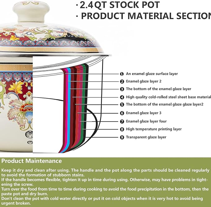 Retro Flower Enamel Stockpot - Image 2