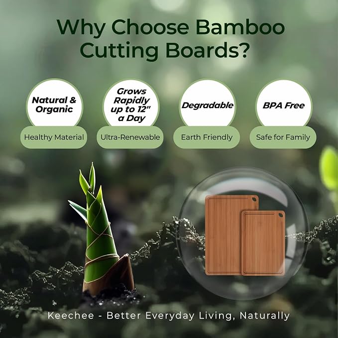 Keechee Butcher Block 2-Pcs Carbonized Bamboo Cutting Board Set - Image 7