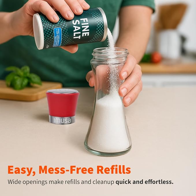 IMUSA Salt Shaker and Pepper Grinder Set – 2 Pack Glass Salt Shaker and Pepper - Image 5