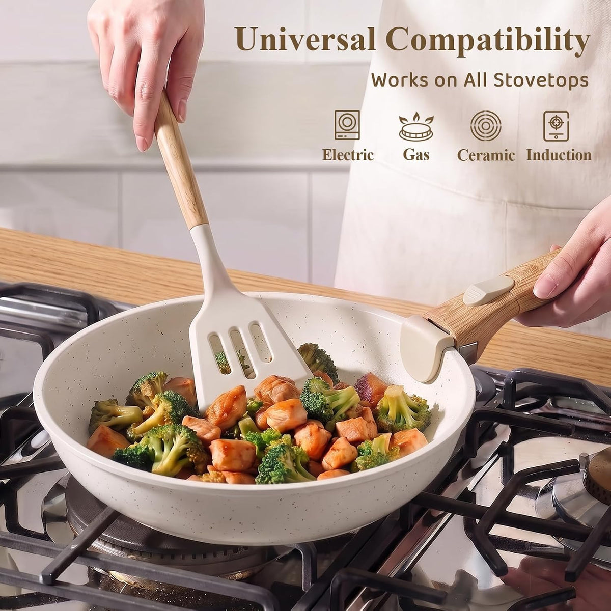 31Pcs Pots and Pans Set Non Stick Ceramic Cookware Set w/Removable