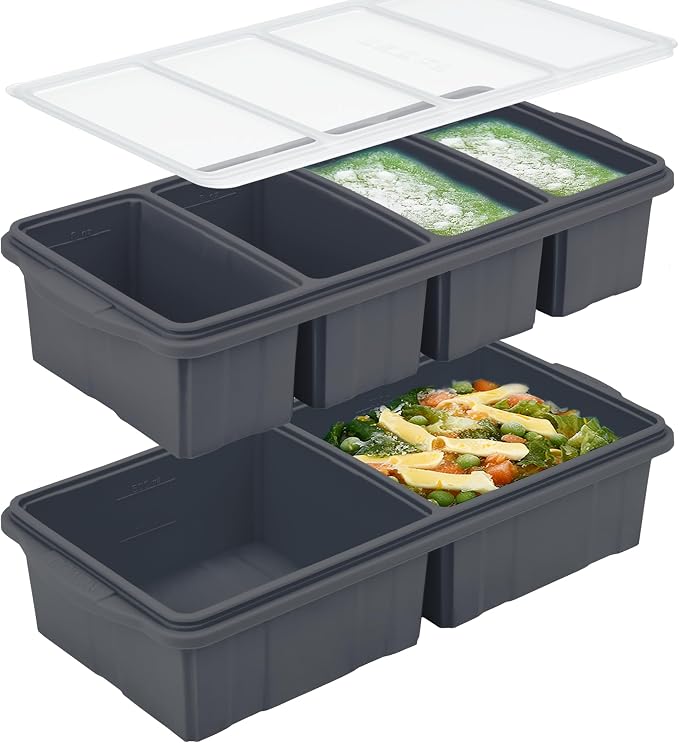 Silicone Freezer Tray With Lid-Soup Freezer Container molds-Large Ice Cube Tray by Xomoo
