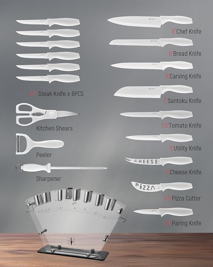 EUNA Knife Block Set, German High-Carbon Stainless Steel Knife Sets - Image 3