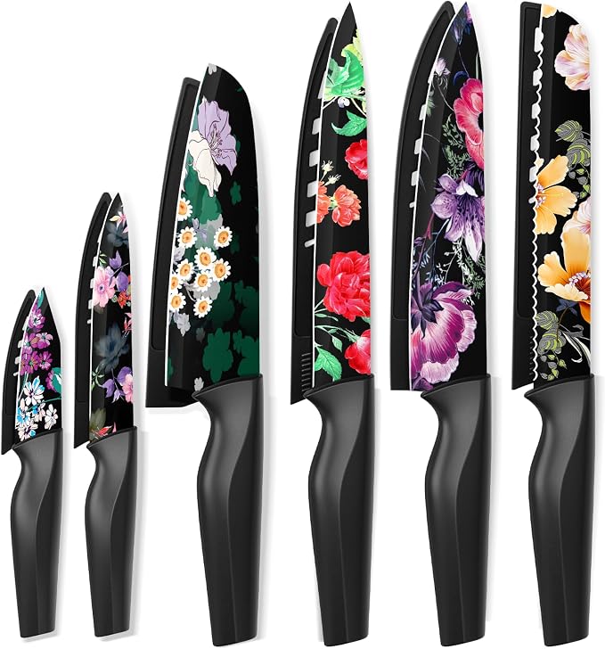 Astercook Knife Set, 12-Piece Flower Kitchen Knives Sets by Astercook