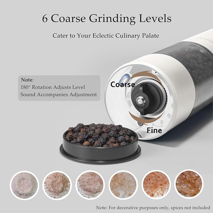 Electric Salt and Pepper Grinder Set, USB Rechargeable, Automatic Salt and - Image 6