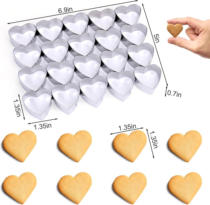AIERSA Mini Heart Cookie Cutter, 20 Cavity 1.3 Inch Small Tiny Heart Shaped - Image 2