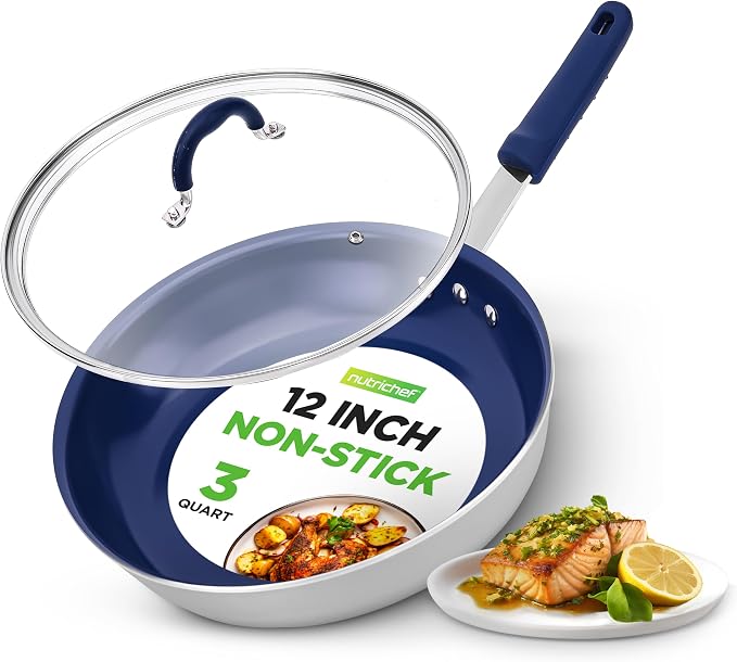 NutriChef 12" Fry Pan With Lid by NutriChef%E2%84%A2Kitchen