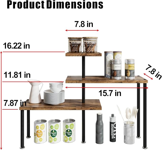 Countertop Organizer Organization 3 Tier Kitchen Corner Shelves Adjustable - Image 2
