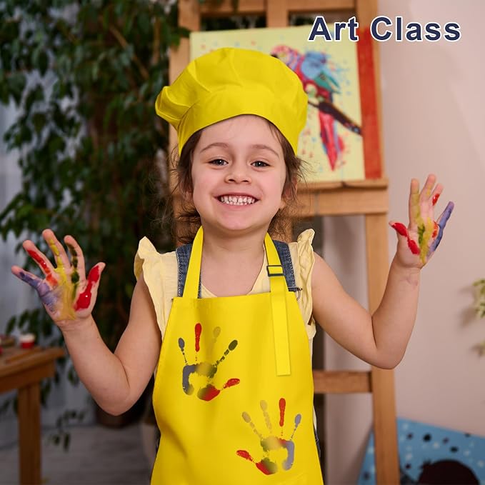 Kids Apron and Chef Hat Set, 16 Pieces Boys Girls Kids Apron - Image 7