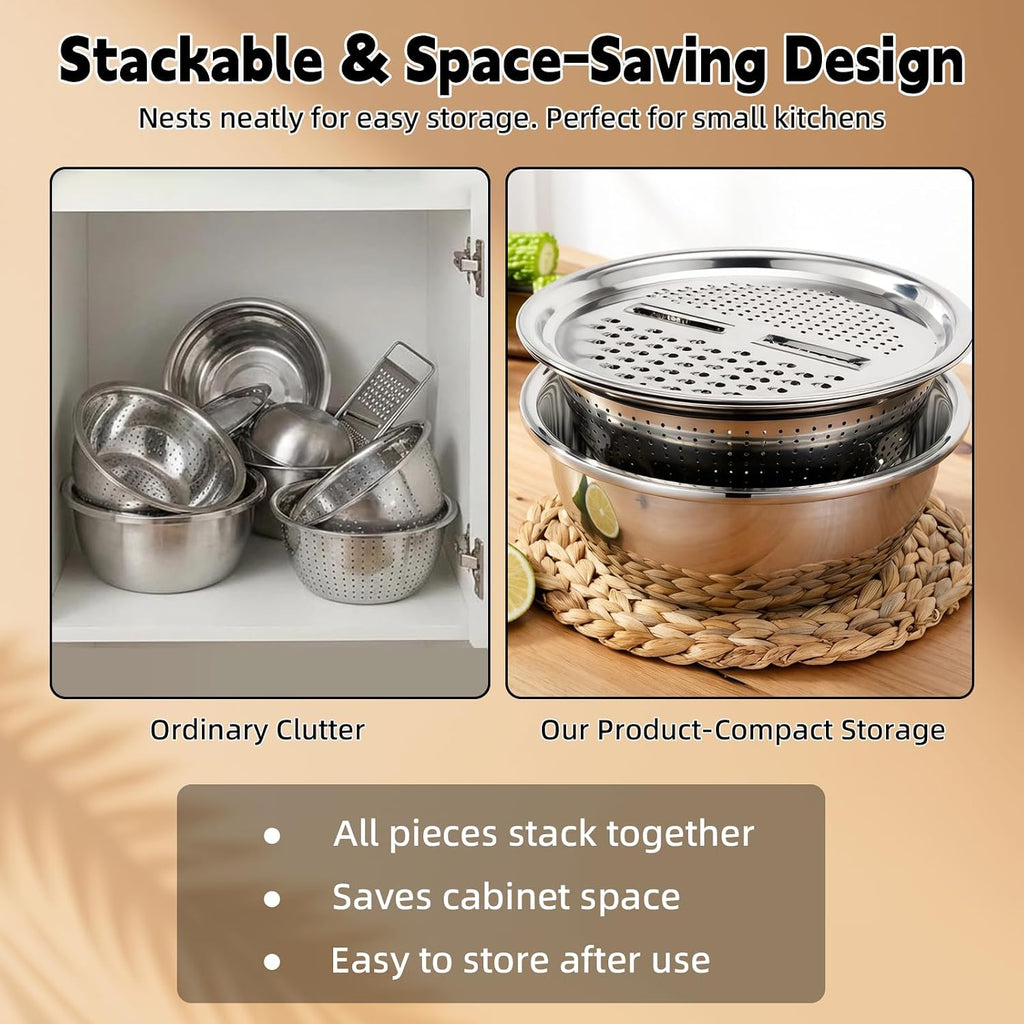 Germany Multifunctional Stainless Steel Basin - 2026 New 3-in-1 Grater